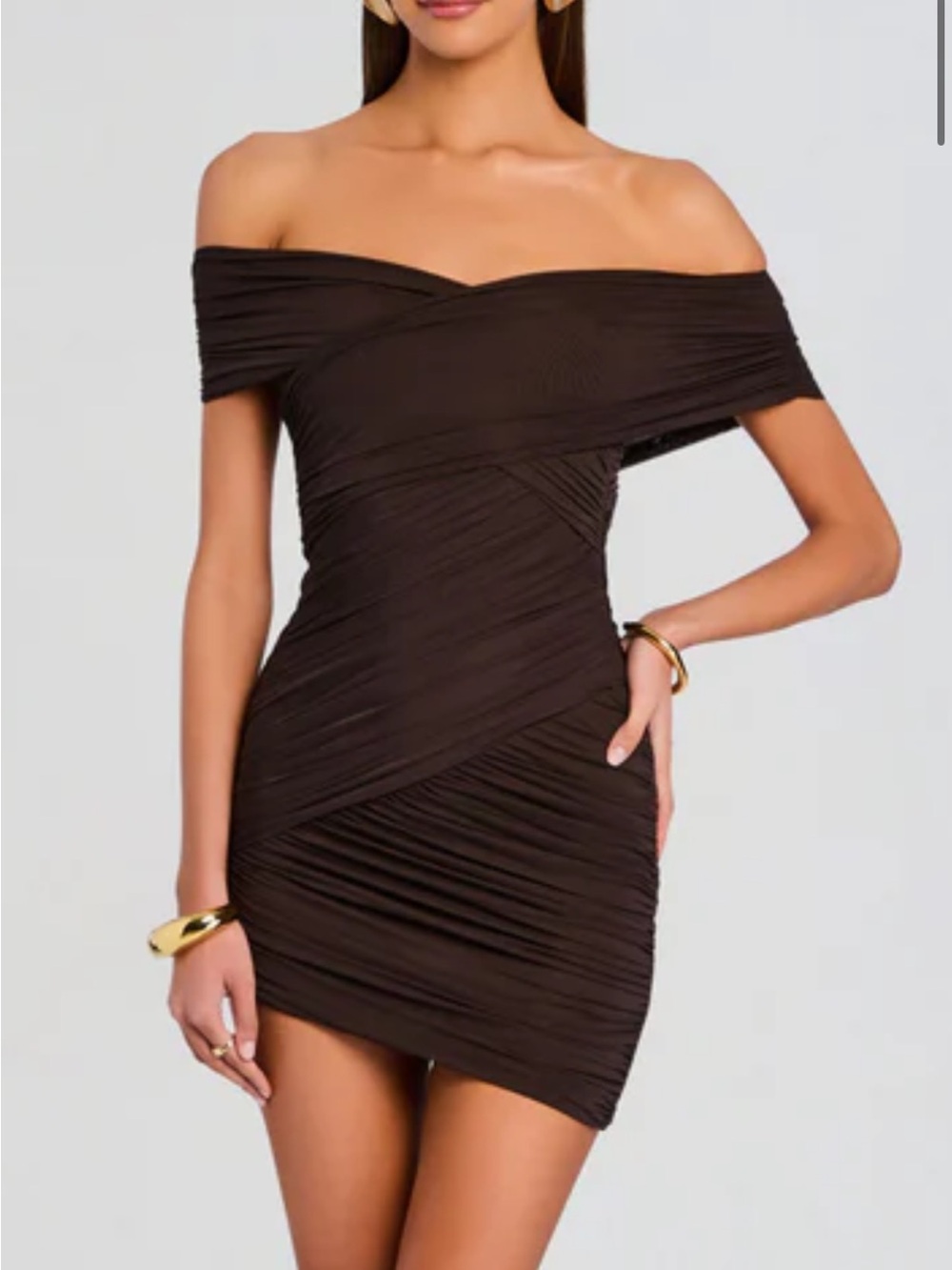 DENIZ MESH MINI DRESS IN ASH BROWN